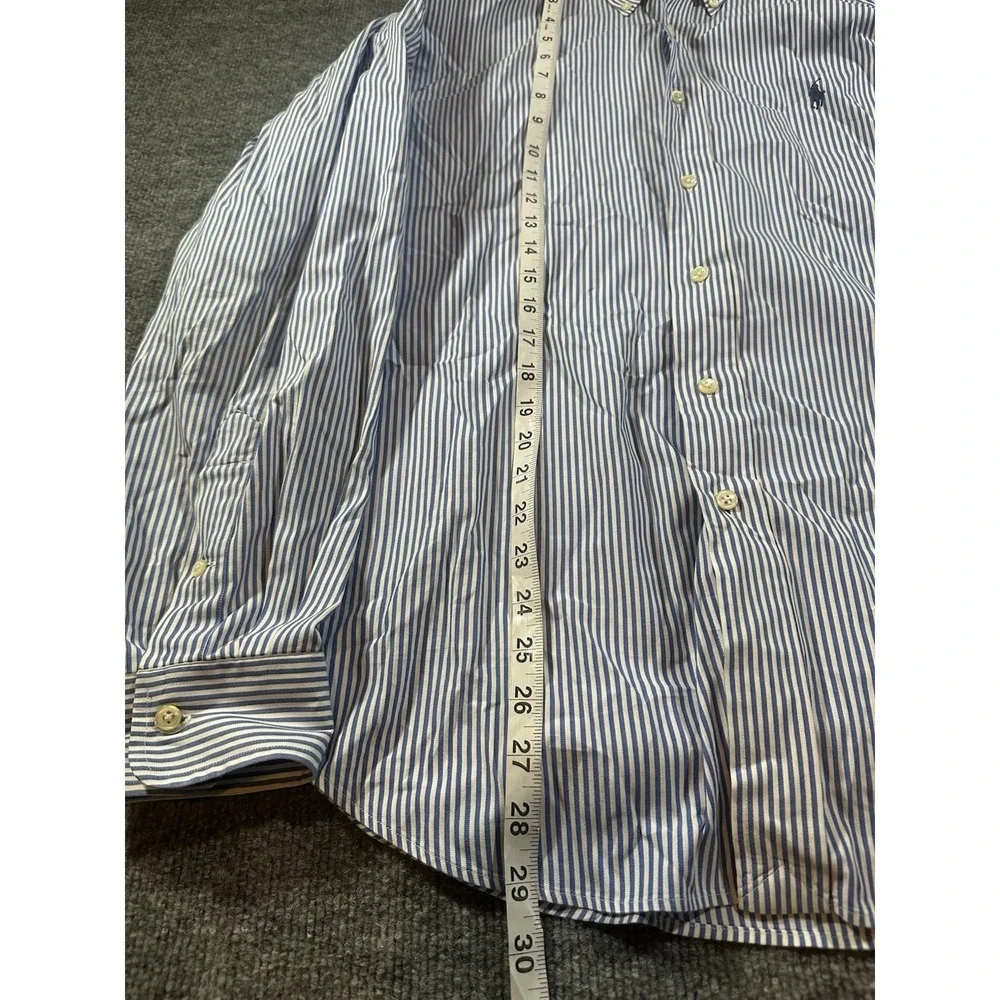 Polo Ralph Lauren Men's Blue White Striped Button Down Dress Shirt 34/35 16